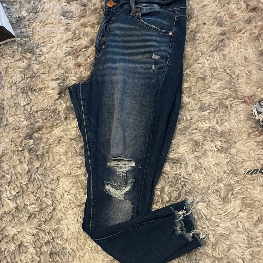 BKE Dark Blue Distressed Skinny Jeans